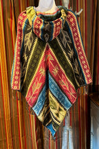 Festival Hooded Poncho: Unisex Boho Woven Wool Blend