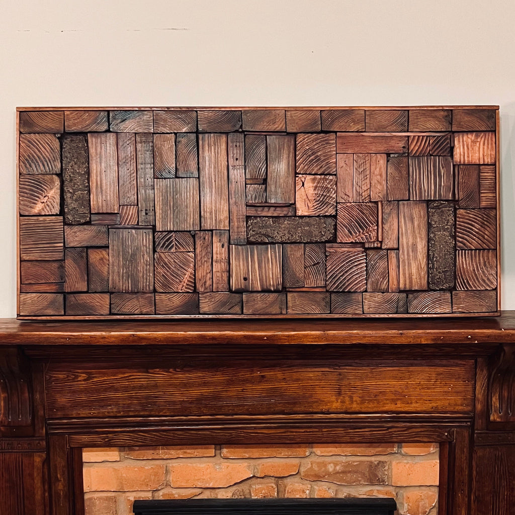 Wall Reclaimed Wood Art Decor, modern large Rustic Mix Media, Sculpture Geometric Abstract County Cabin 3d Mosaic Farmhouse Coastal Wall Art