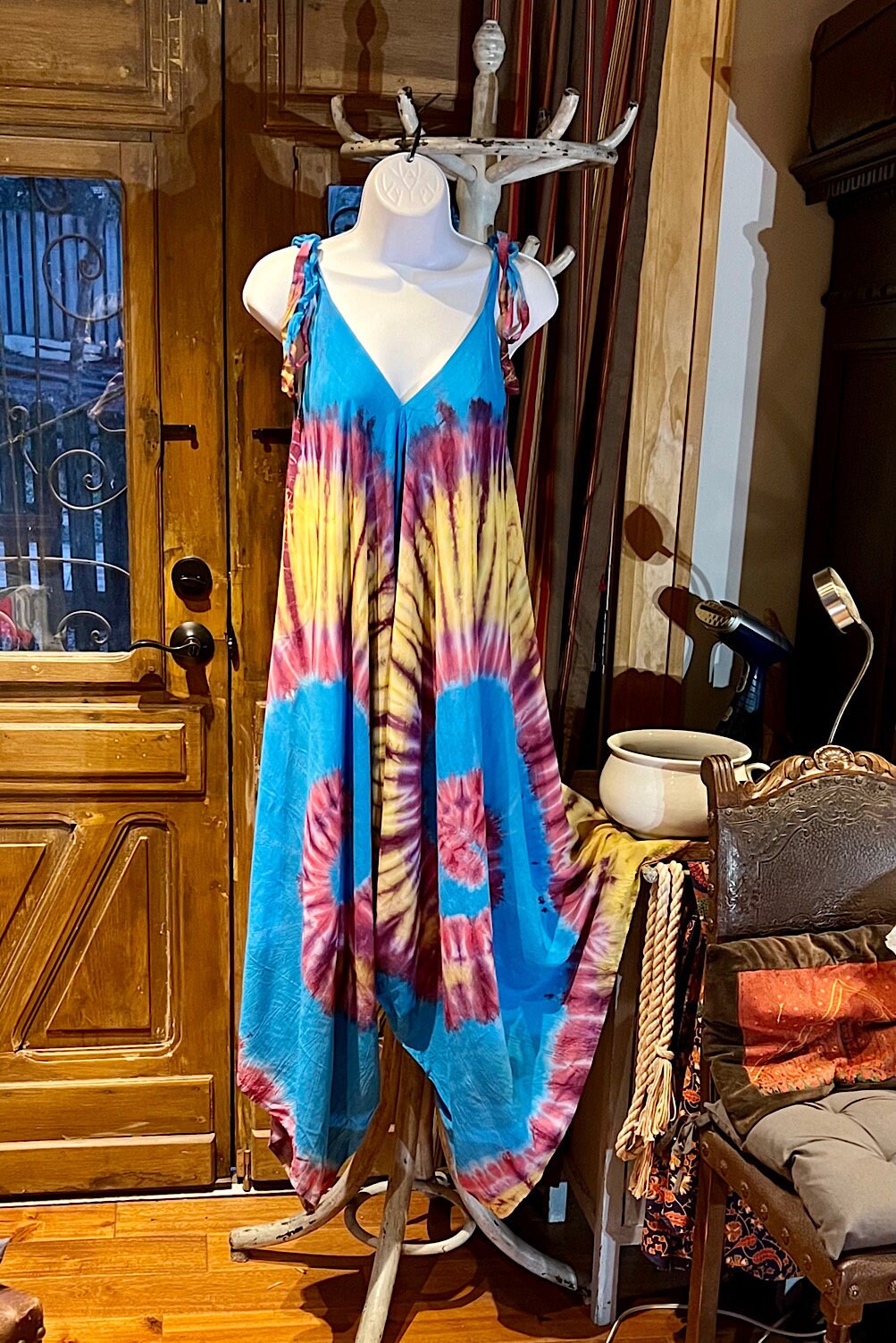 Boho Tie Dye Jumpsuit, Bohemian Clothing, Boho jumpsuit Harem Pants, Loose Yoga  Festival Pants, Wide Leg Women Festival Pants, Hippie Pants