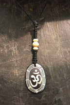 Carved Bone Pendant Necklace/ Chakra Necklace/ BoHo Bone Necklace/ Om Pendant/ Festival Jewelry/ Bone Pendant/ Spiritual Jewelry Gifts