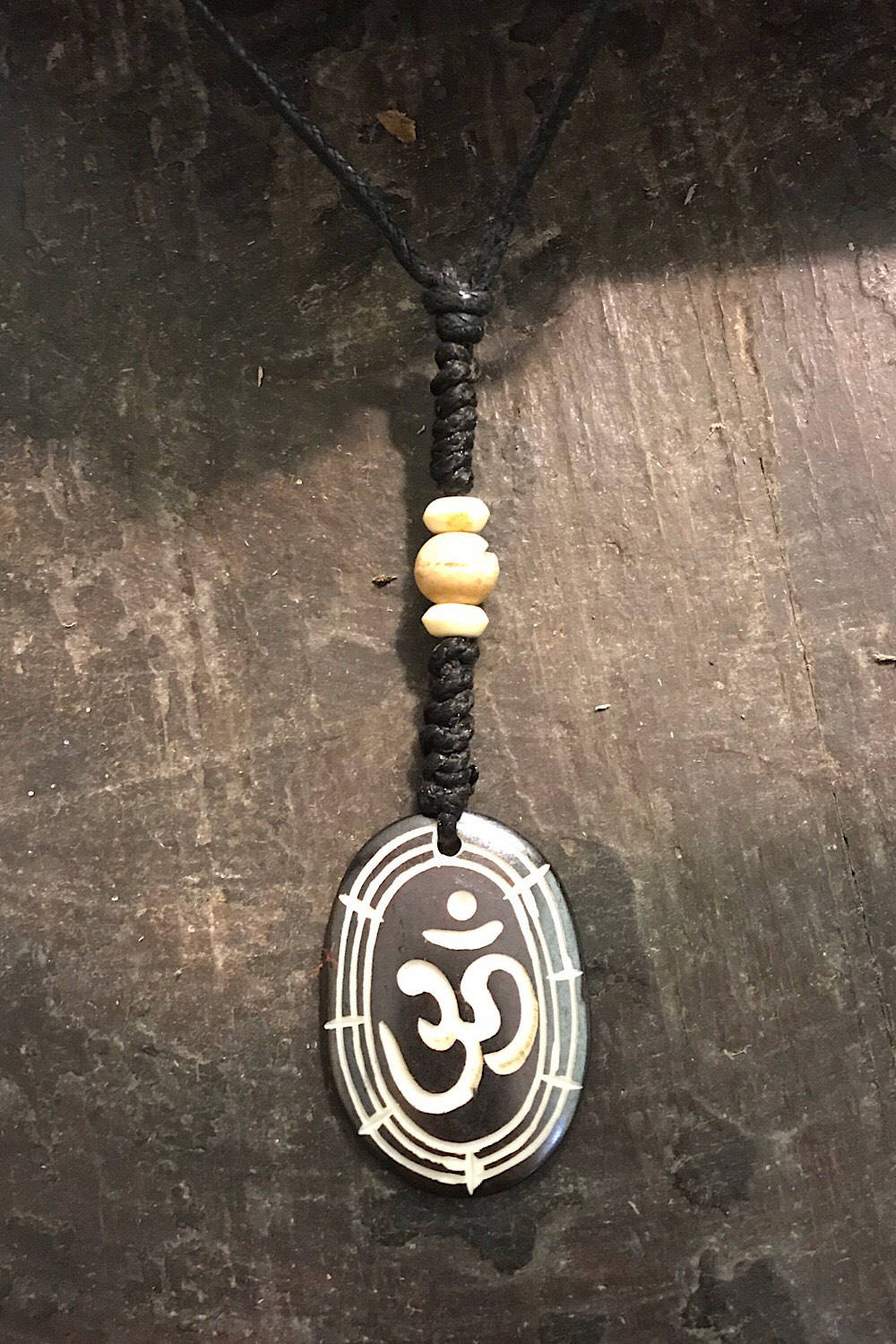 Carved Bone Pendant Necklace/ Chakra Necklace/ BoHo Bone Necklace/ Om Pendant/ Festival Jewelry/ Bone Pendant/ Spiritual Jewelry Gifts