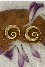 Spiral Brass Earrings/ Bucklace d'oreille Laiton Lotus/ Boho Earrings/ Tribal Jewelry/ Gypsy Hoop Earrings/ Ethnic Earrings/ Lalaboho