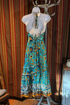 Boho Long Ruffle Dress, Hippie Dress, Open back Dress, Bohemian Festival Ethnic Dress, Boho Dress, Beach Halter Ruffle Boho Gypsy Dress