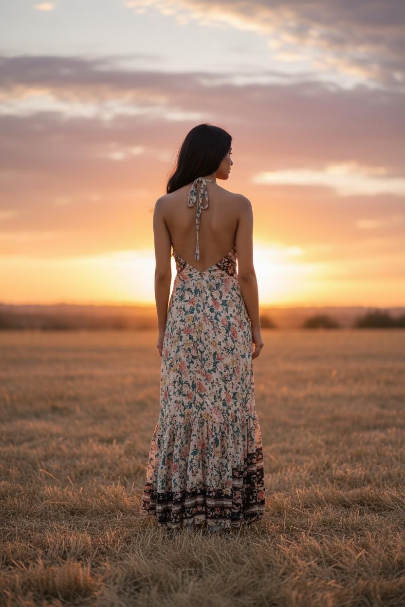 Boho Ruffle Long Dress, Hippie Dress, Open back Dress, Bohemian Festival Ethnic Dress, Boho Chic Dress, Beach Halter Ruffle Gypsy Dress