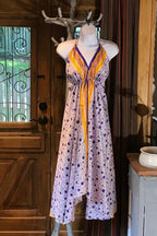 Boho Silk Dress, Bohemian Halter, Dress Ethnic Beach Dress, Festival Dress, Hippie Dress, Vintage Recycled Silk Dress, Boho Chic Gypsy Dress
