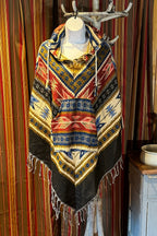 Festival Hooded Poncho: Unisex Boho Woven Wool Blend