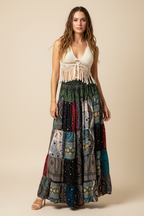 Boho long Skirt, Patchwork Long Maxi Skirt, Bohemian Boho Chic Festival Skirt, Ethnic Hippie Summer One Size Feminine Long Skirt, Boho SkIrt