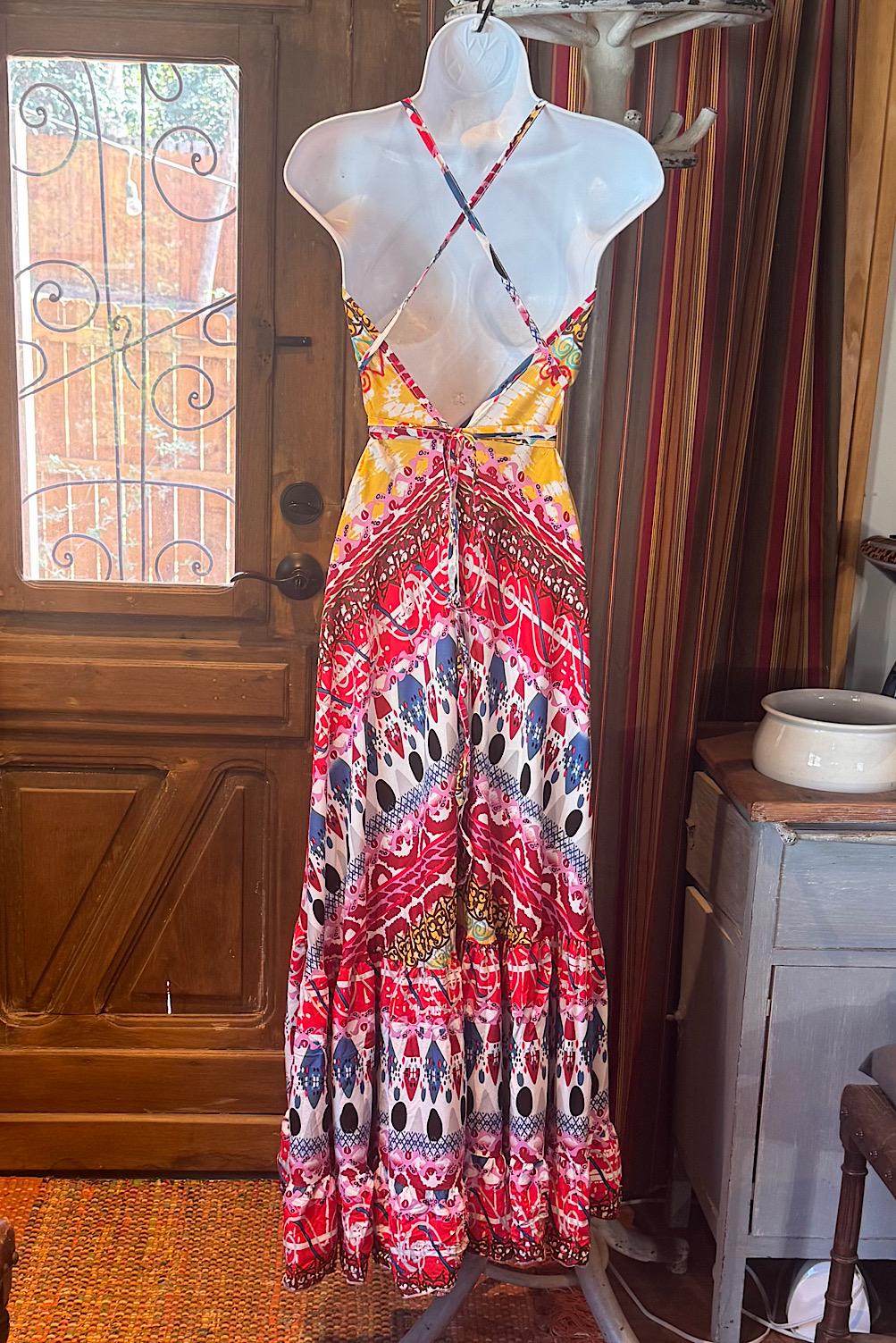 Boho Halter Maxi Dress: Ruffle Rayon Bohemian Festival Dress