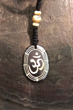 Carved Bone Pendant Necklace/ Chakra Necklace/ BoHo Bone Necklace/ Om Pendant/ Festival Jewelry/ Bone Pendant/ Spiritual Jewelry Gifts