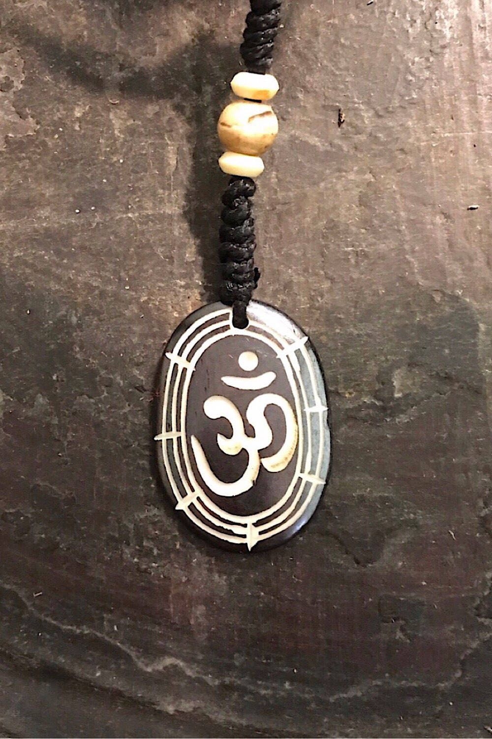Carved Bone Pendant Necklace/ Chakra Necklace/ BoHo Bone Necklace/ Om Pendant/ Festival Jewelry/ Bone Pendant/ Spiritual Jewelry Gifts