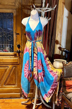 Boho Tie Dye Jumpsuit, Bohemian Clothing, Boho jumpsuit Harem Pants, Loose Yoga  Festival Pants, Wide Leg Women Festival Pants, Hippie Pants