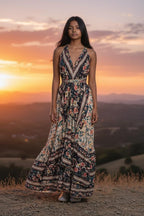 Boho Ruffle Long Dress, Hippie Dress, Open back Dress, Bohemian Festival Ethnic Dress, Boho Chic Dress, Beach Halter Ruffle Gypsy Dress