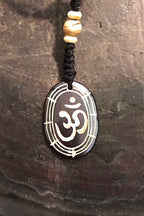 Carved Bone Pendant Necklace/ Chakra Necklace/ BoHo Bone Necklace/ Om Pendant/ Festival Jewelry/ Bone Pendant/ Spiritual Jewelry Gifts