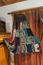 Boho long Skirt, Patchwork Long Maxi Skirt, Bohemian Boho Chic Festival Skirt, Ethnic Hippie Summer One Size Feminine Long Skirt, Boho SkIrt