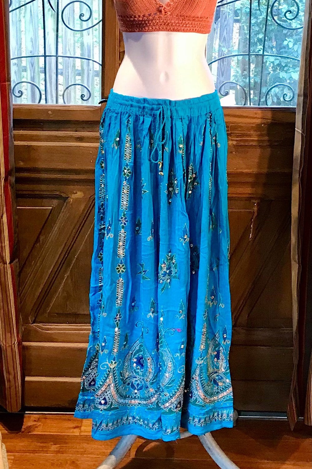 Boho long skirt, Sequined Embroidery Long Maxi Skirt, Bohemian Chic Festival Ethnic Hippie Summer One Size Feminine Long Skirt.