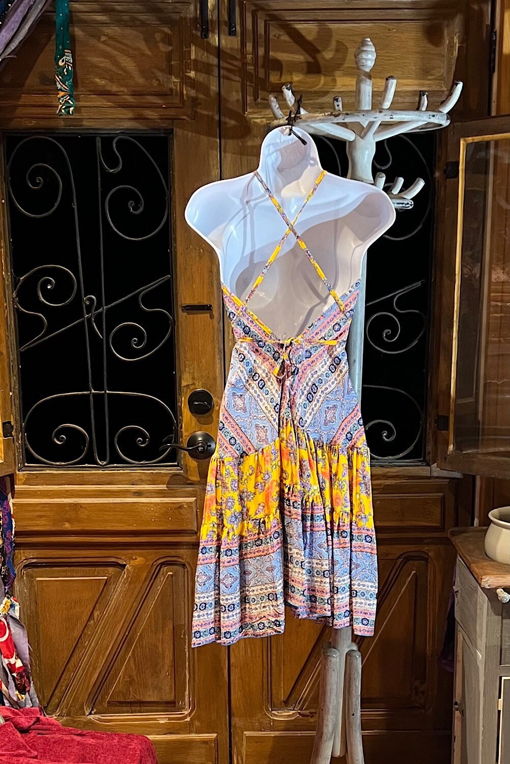 Boho Ruffle Dress, Hippie Dress, Open back Dress, Bohemian Festival Ethnic Dress, Boho Dress, Beach Halter Ruffle Dress Gypsy Boho Dress