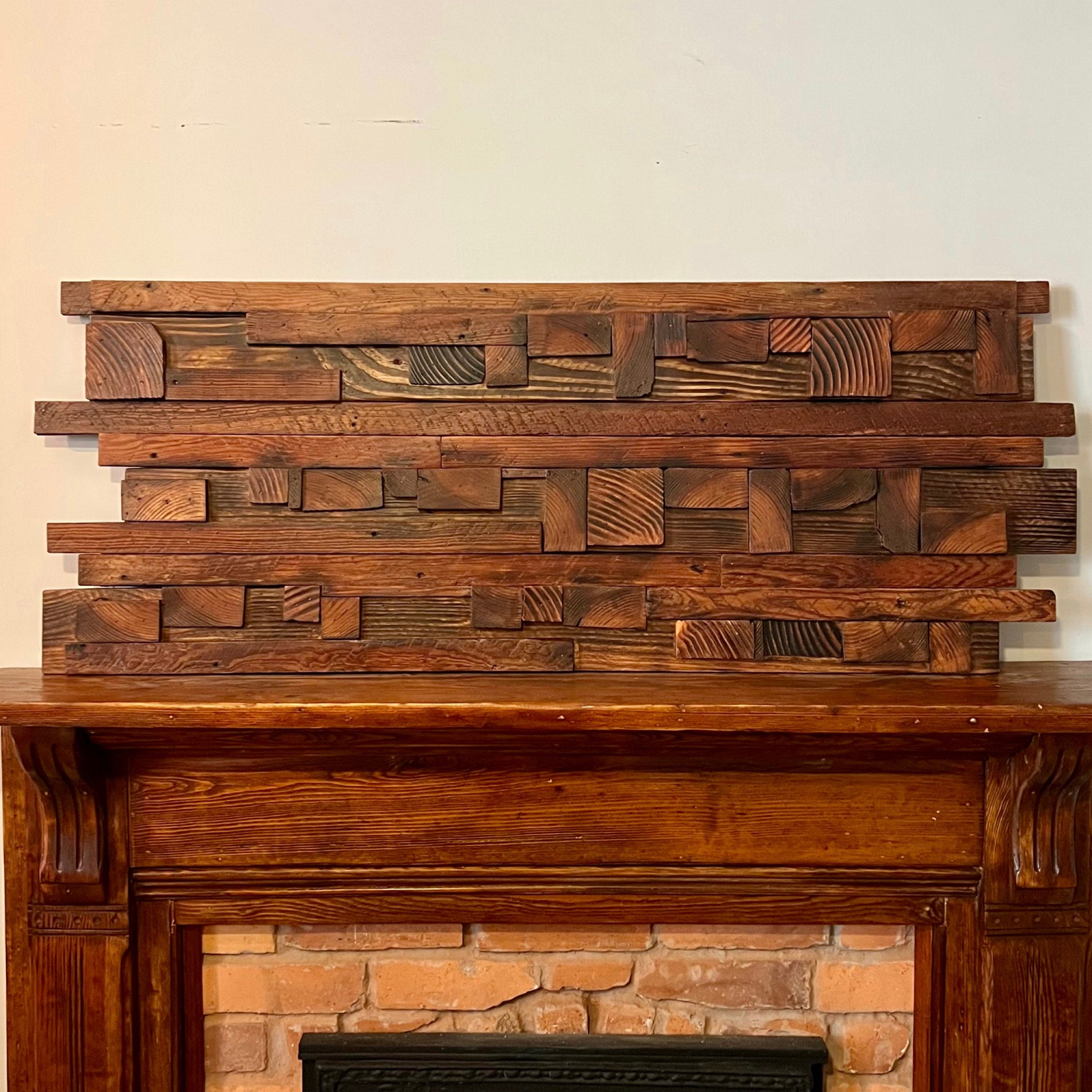 Wall Reclaimed Wood Art Decor, modern large Rustic Mix Media, Sculpture Geometric Abstract County Cabin 3d Mosaic Farmhouse Coastal Wall Art