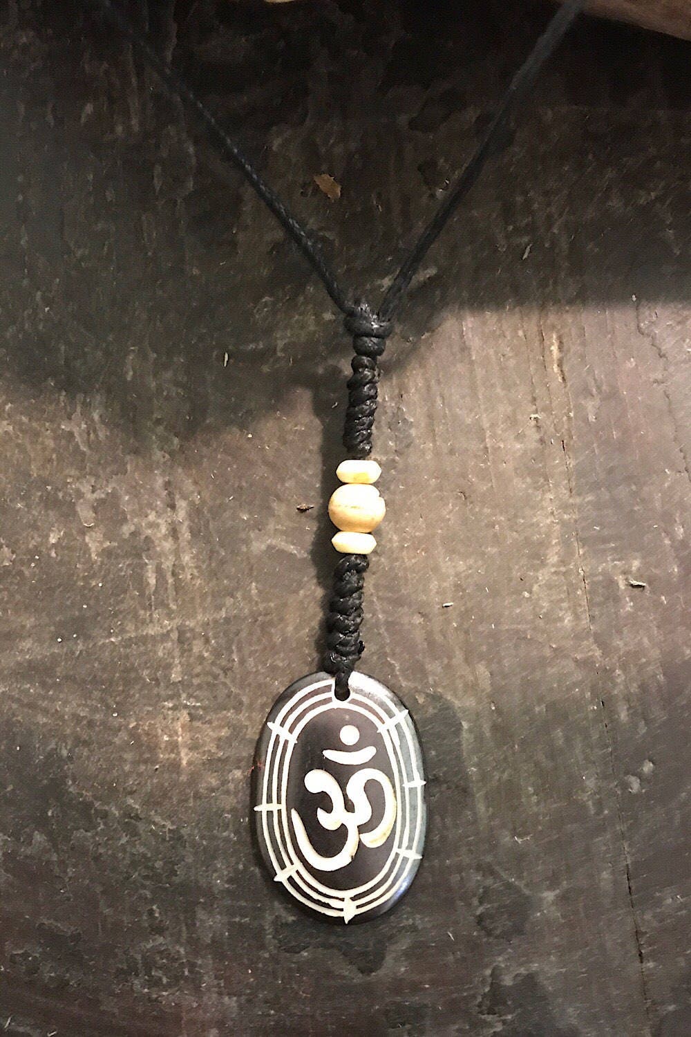Carved Bone Pendant Necklace/ Chakra Necklace/ BoHo Bone Necklace/ Om Pendant/ Festival Jewelry/ Bone Pendant/ Spiritual Jewelry Gifts