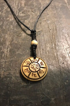 Carved Bone Pendant Necklace/ Chakra Necklace/ BoHo Bone Necklace/ Mantra Pendant/ Festival Jewelry/ Bone Pendant/ Spiritual Jewelry Gifts
