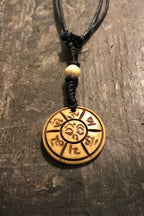 Carved Bone Pendant Necklace/ Chakra Necklace/ BoHo Bone Necklace/ Mantra Pendant/ Festival Jewelry/ Bone Pendant/ Spiritual Jewelry Gifts