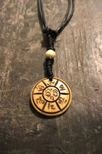 Carved Bone Pendant Necklace/ Chakra Necklace/ BoHo Bone Necklace/ Mantra Pendant/ Festival Jewelry/ Bone Pendant/ Spiritual Jewelry Gifts