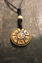 Carved Bone Pendant Necklace/ Chakra Necklace/ BoHo Bone Necklace/ Mantra Pendant/ Festival Jewelry/ Bone Pendant/ Spiritual Jewelry Gifts