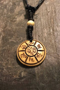 Carved Bone Pendant Necklace/ Chakra Necklace/ BoHo Bone Necklace/ Mantra Pendant/ Festival Jewelry/ Bone Pendant/ Spiritual Jewelry Gifts