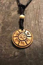 Carved Bone Pendant Necklace/ Chakra Necklace/ BoHo Bone Necklace/ Mantra Pendant/ Festival Jewelry/ Bone Pendant/ Spiritual Jewelry Gifts