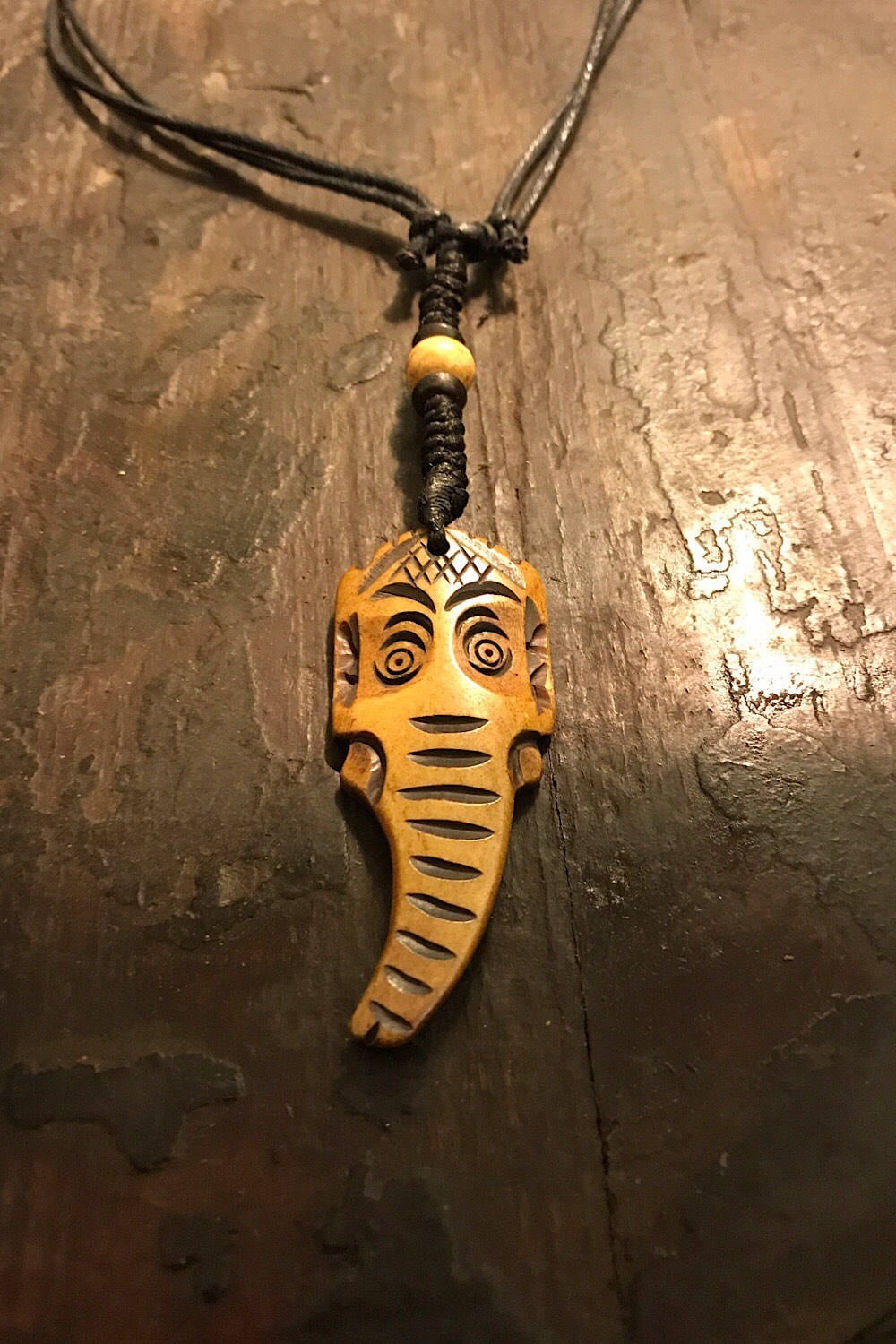 Carved Bone Pendant Necklace/ Chakra Necklace/ BoHo Bone Necklace/ Ganesh Pendant/ Festival Jewelry/ Bone Pendant/ Spiritual Jewelry Gifts