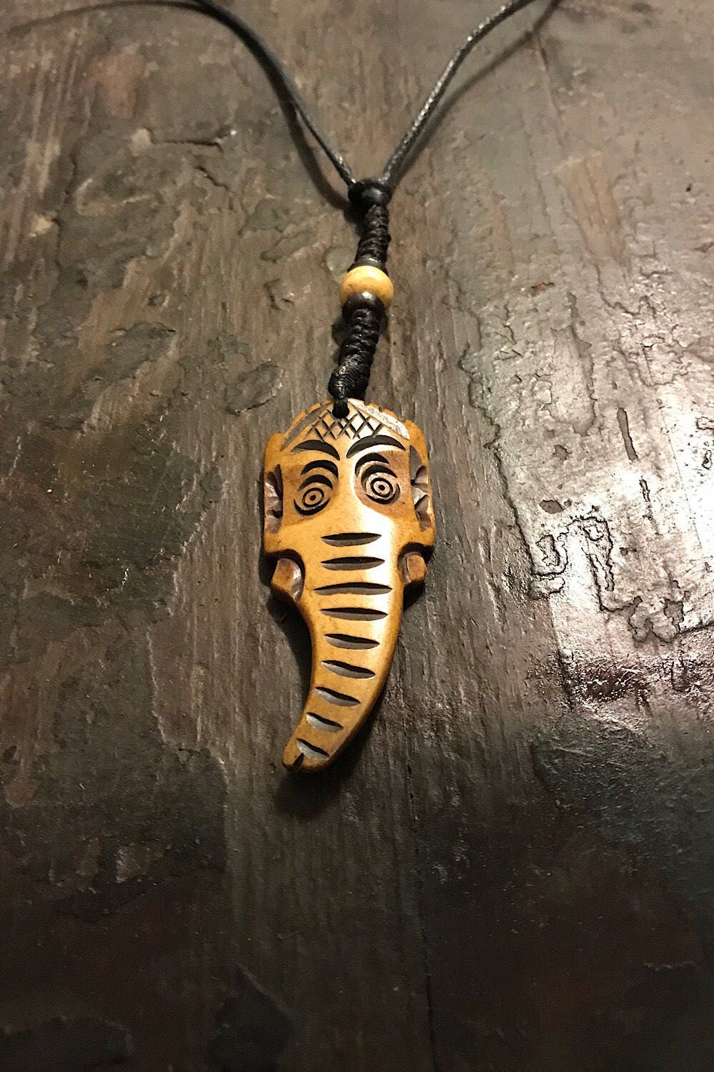 Carved Bone Pendant Necklace/ Chakra Necklace/ BoHo Bone Necklace/ Ganesh Pendant/ Festival Jewelry/ Bone Pendant/ Spiritual Jewelry Gifts
