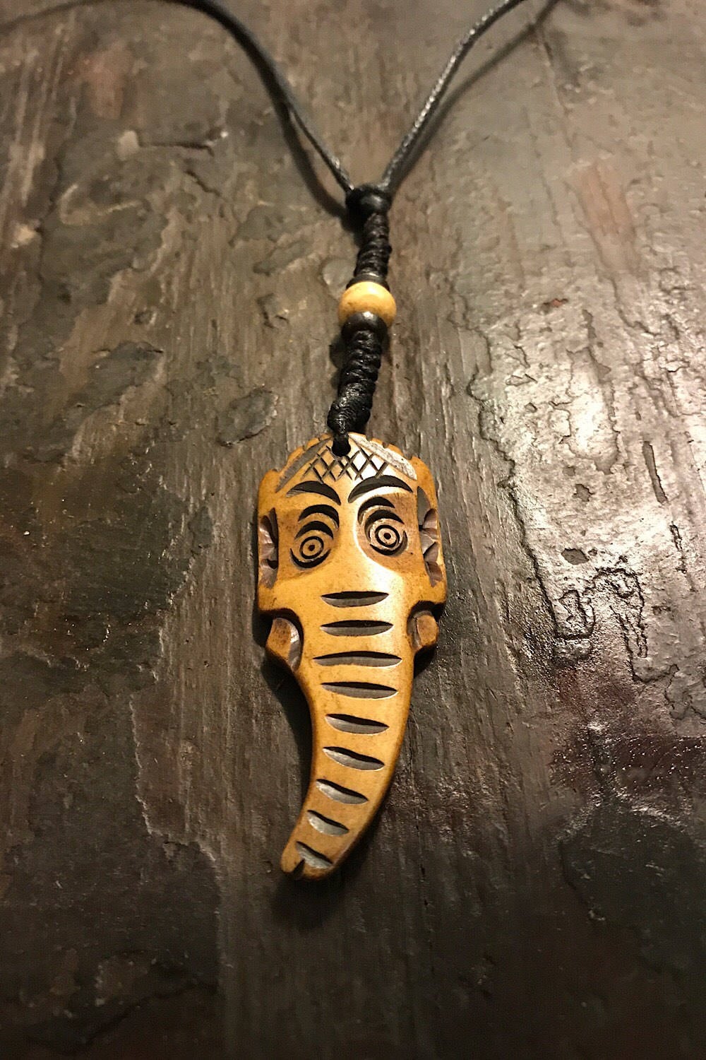 Carved Bone Pendant Necklace/ Chakra Necklace/ BoHo Bone Necklace/ Ganesh Pendant/ Festival Jewelry/ Bone Pendant/ Spiritual Jewelry Gifts