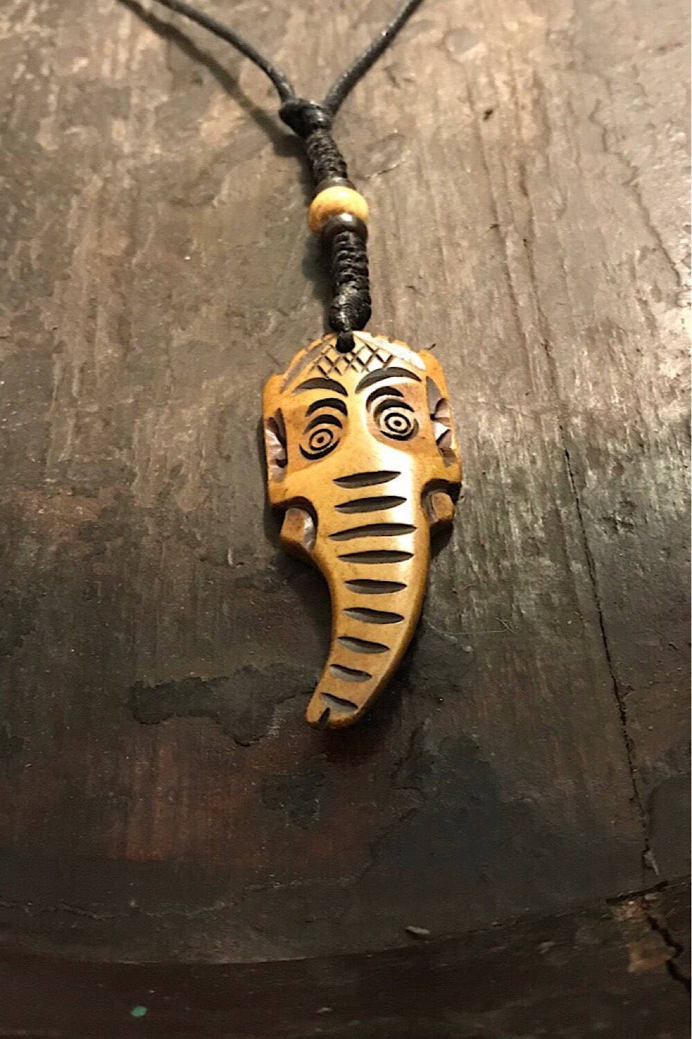 Carved Bone Pendant Necklace/ Chakra Necklace/ BoHo Bone Necklace/ Ganesh Pendant/ Festival Jewelry/ Bone Pendant/ Spiritual Jewelry Gifts