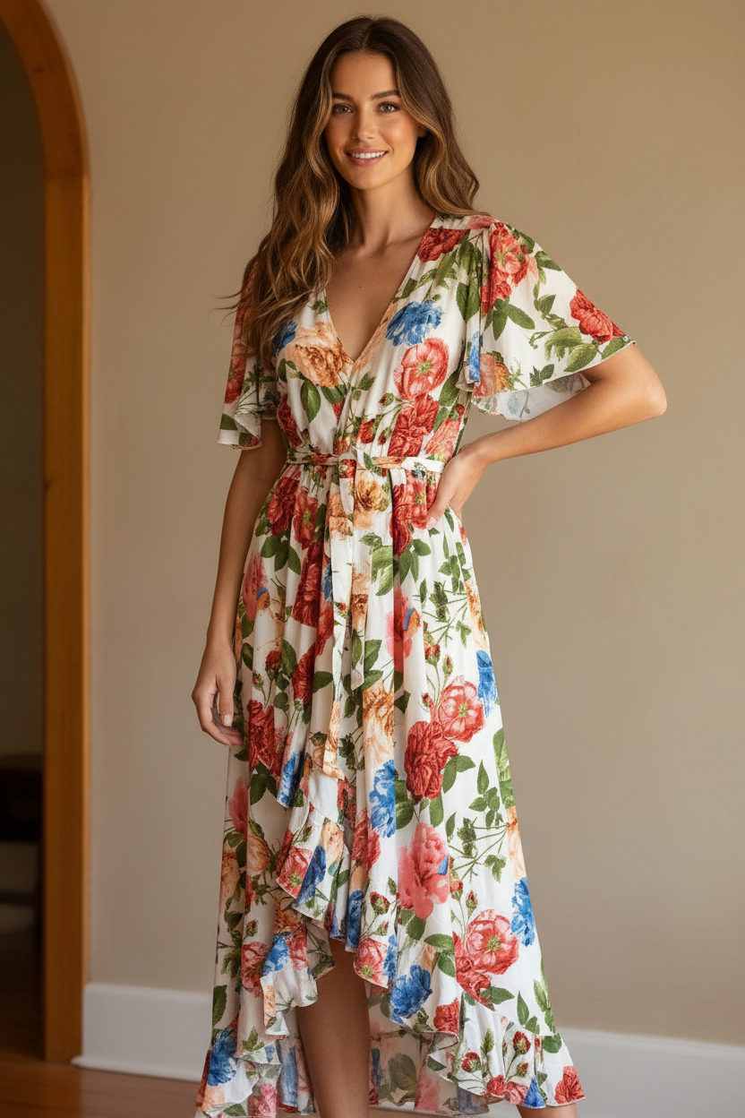 Boho Kimono Long Dress, Hippie Dress, Long Bell Sleeves Dress, Bohemian Festival Ethnic Dress, Boho Dress, Beach Gypsy Adjustable Dress