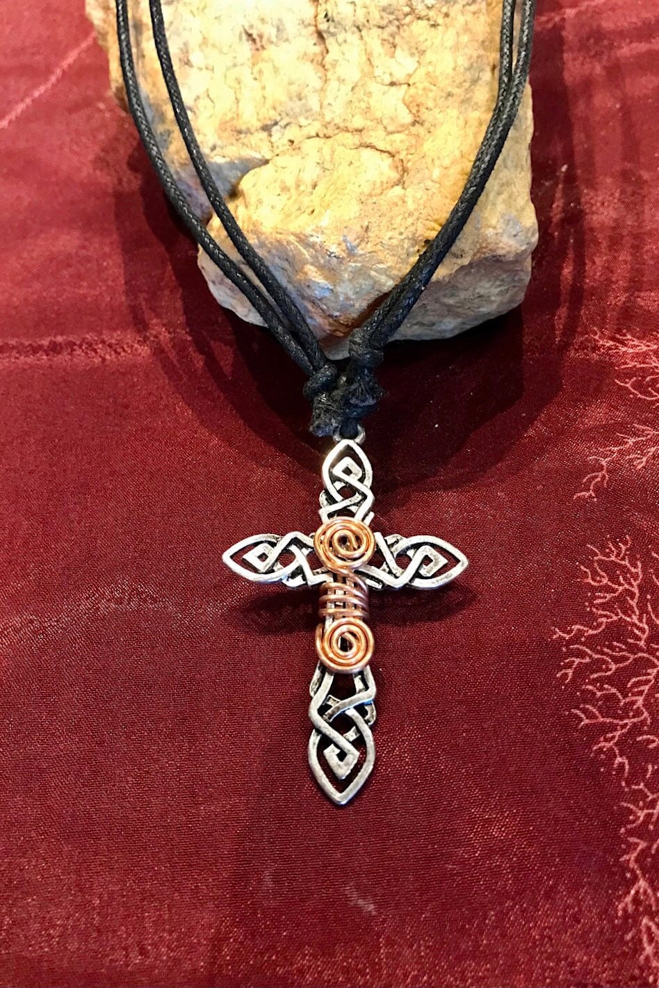 Cross Metal Copper Pendant Necklace/Chakra Necklace/ BoHo Necklace/ Cross Pendant/ Festival Jewelry/ Copper Pendant/ Spiritual Jewelry Gifts