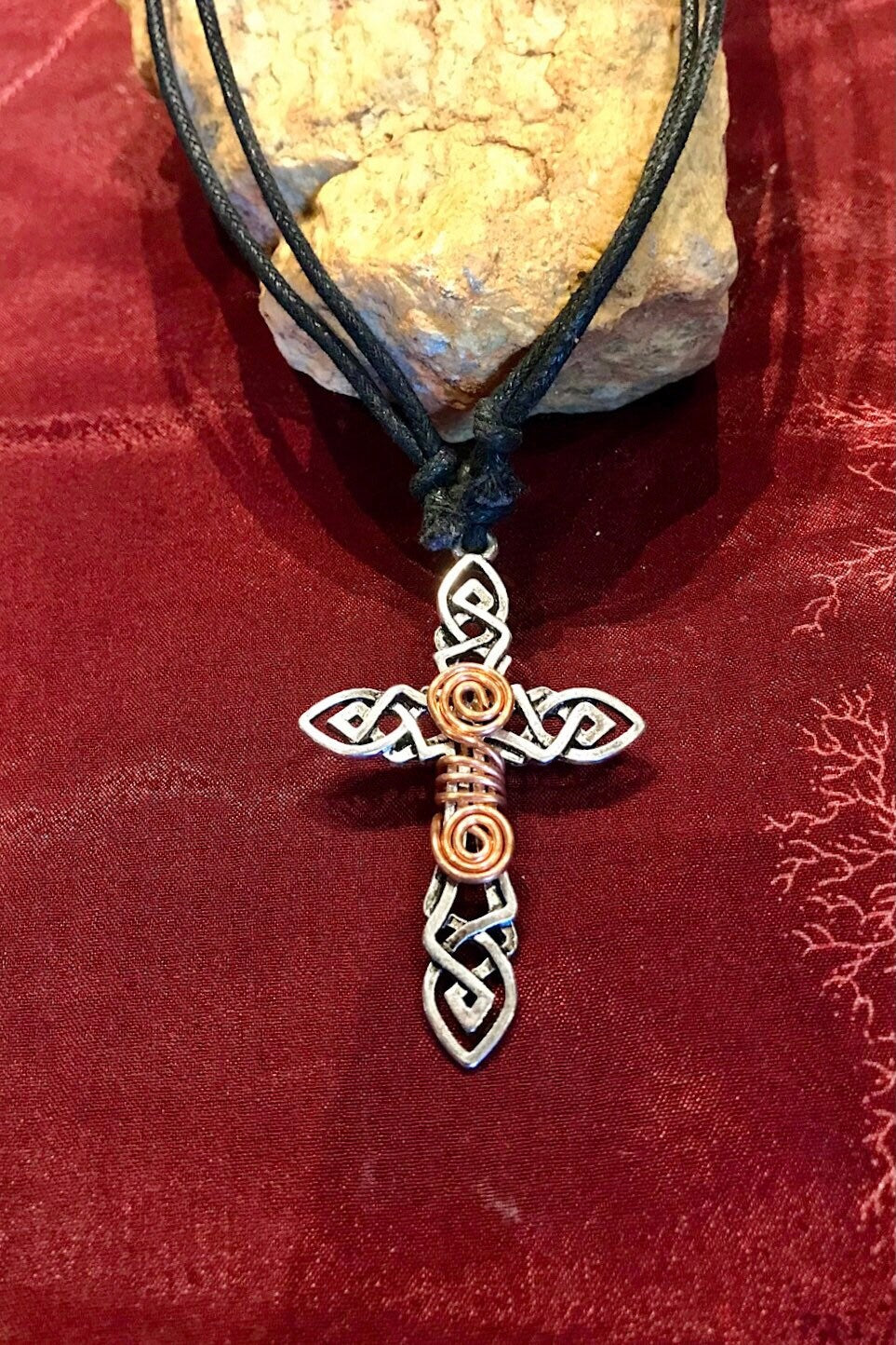 Cross Metal Copper Pendant Necklace/Chakra Necklace/ BoHo Necklace/ Cross Pendant/ Festival Jewelry/ Copper Pendant/ Spiritual Jewelry Gifts