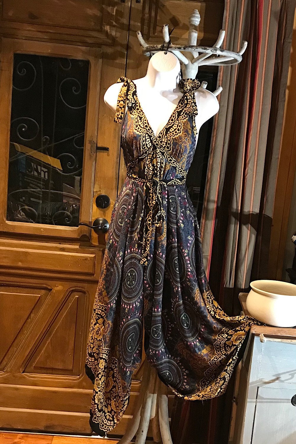 Boho Jumpsuit, Bohemian Clothing, Boho jumpsuit Harem Pants, Loose Yoga Festival Pants, Wide Leg Women Festival Pants, Hippie Summer Romper