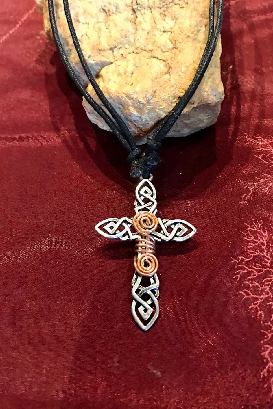 Cross Metal Copper Pendant Necklace/Chakra Necklace/ BoHo Necklace/ Cross Pendant/ Festival Jewelry/ Copper Pendant/ Spiritual Jewelry Gifts