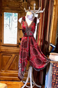 Maroon Rayon Boho Jumpsuit: Loose Fit Festival Romper