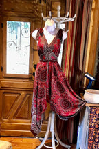 Maroon Rayon Boho Jumpsuit: Loose Fit Festival Romper