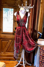 Maroon Rayon Boho Jumpsuit: Loose Fit Festival Romper