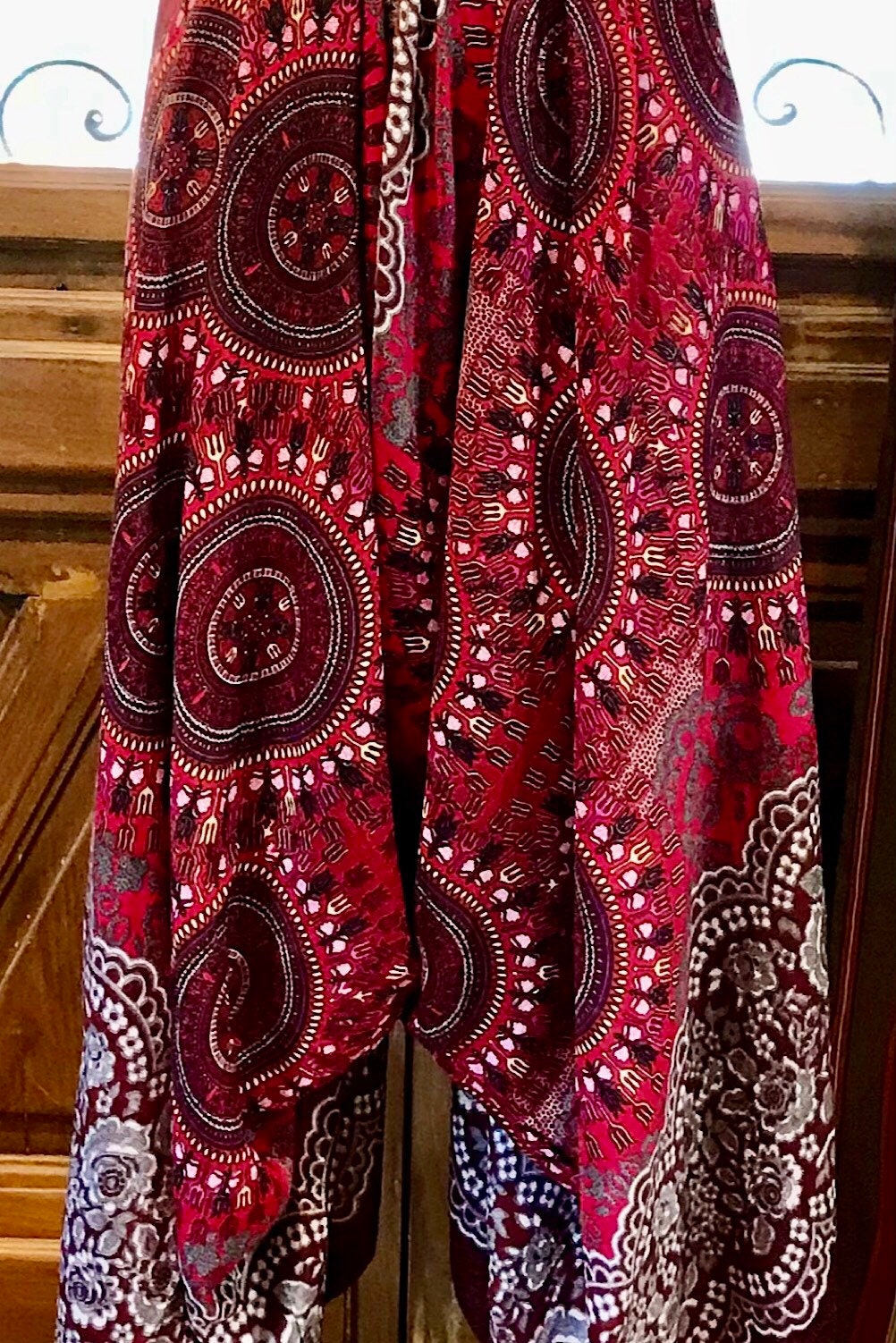 Maroon Rayon Boho Jumpsuit: Loose Fit Festival Romper