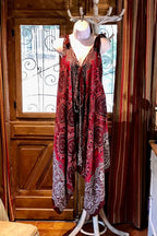 Maroon Rayon Boho Jumpsuit: Loose Fit Festival Romper