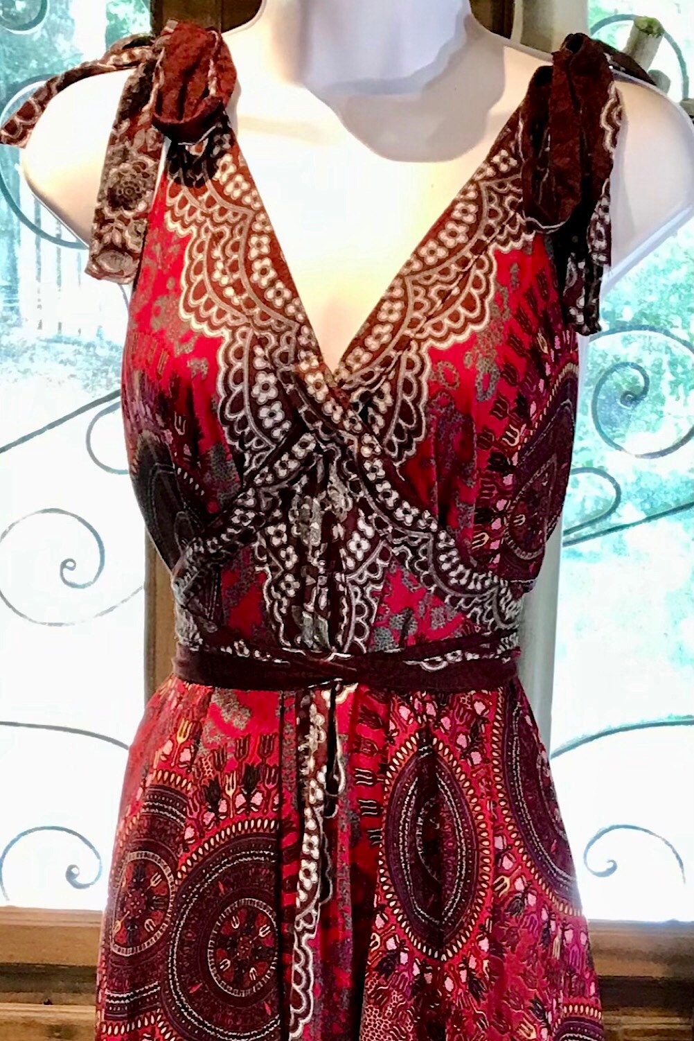 Maroon Rayon Boho Jumpsuit: Loose Fit Festival Romper