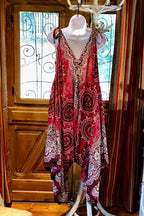 Maroon Rayon Boho Jumpsuit: Loose Fit Festival Romper