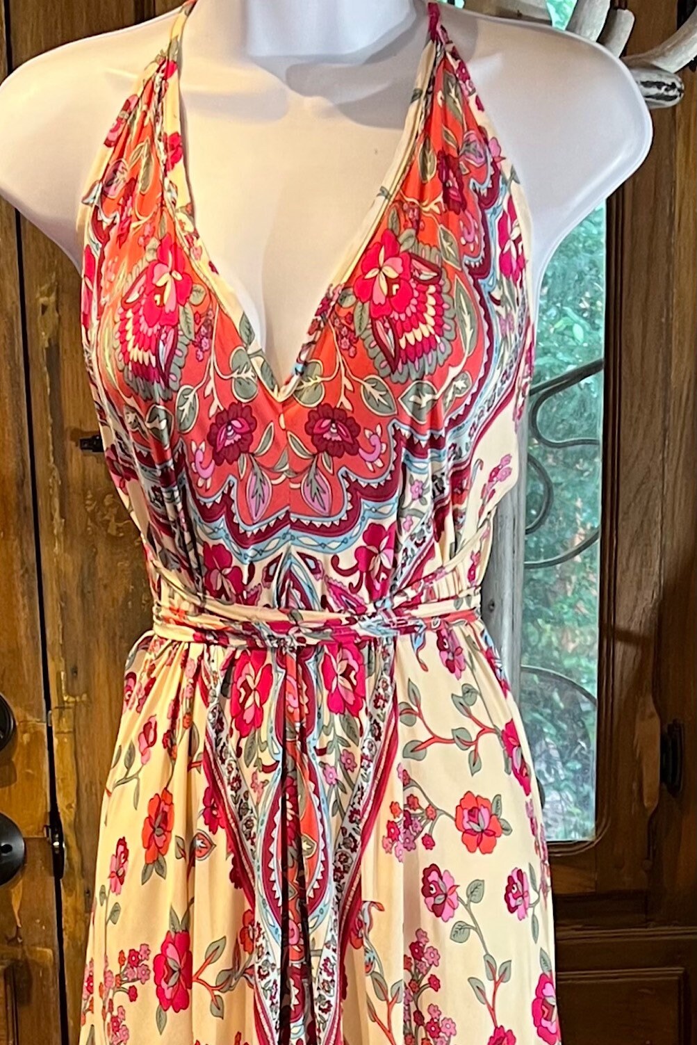 Boho Ruffle Long Dress, Hippie Dress, Open back Dress, Bohemian Festival Ethnic Dress, Boho Chic Dress, Beach Halter Ruffle Gypsy Dress