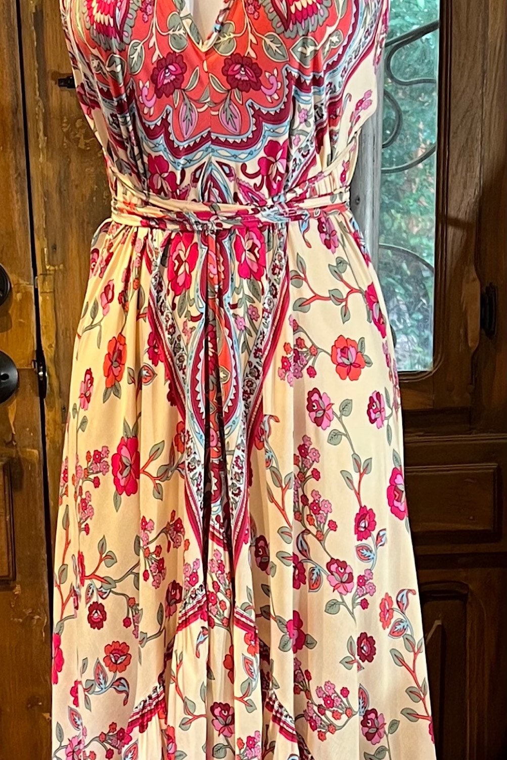 Boho Ruffle Long Dress, Hippie Dress, Open back Dress, Bohemian Festival Ethnic Dress, Boho Chic Dress, Beach Halter Ruffle Gypsy Dress