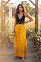 Boho long skirt, Sequined Embroidery Long Maxi Skirt, Bohemian Chic Festival Ethnic Hippie Summer One Size Feminine Long Skirt.