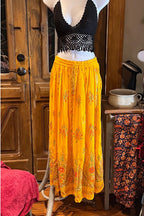 Boho long skirt, Sequined Embroidery Long Maxi Skirt, Bohemian Chic Festival Ethnic Hippie Summer One Size Feminine Long Skirt.