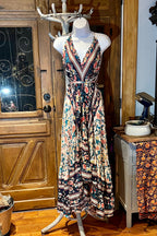 Boho Ruffle Long Dress, Hippie Dress, Open back Dress, Bohemian Festival Ethnic Dress, Boho Chic Dress, Beach Halter Ruffle Gypsy Dress