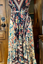 Boho Ruffle Long Dress, Hippie Dress, Open back Dress, Bohemian Festival Ethnic Dress, Boho Chic Dress, Beach Halter Ruffle Gypsy Dress